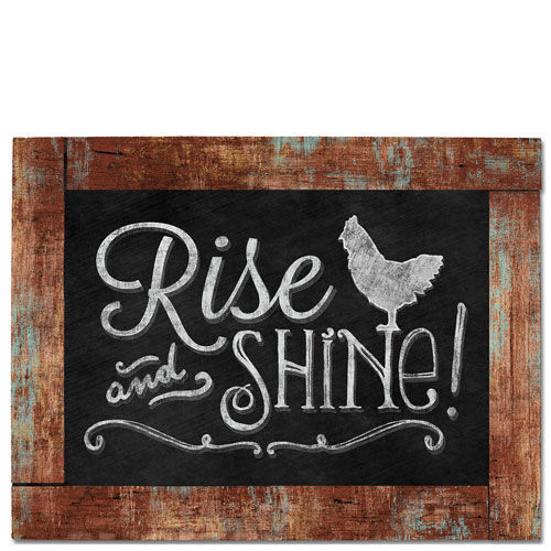 Framed Chalkboard Sign Wall Plaque RISE and SHINE Rooster with Braided Cord