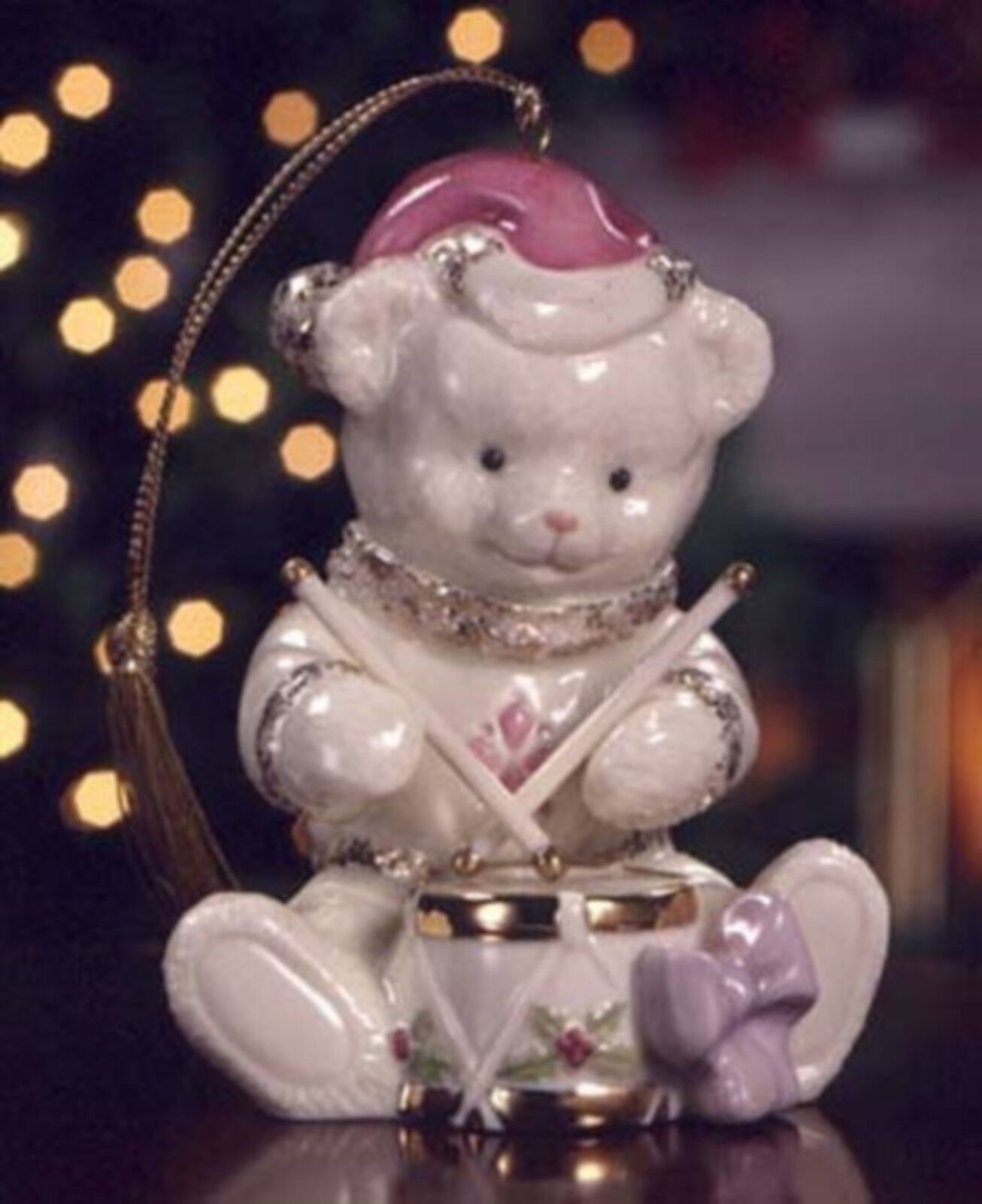 Lenox Drummer Teddy Bear Ornament - Teddy\'s Christmas Wish - NIB