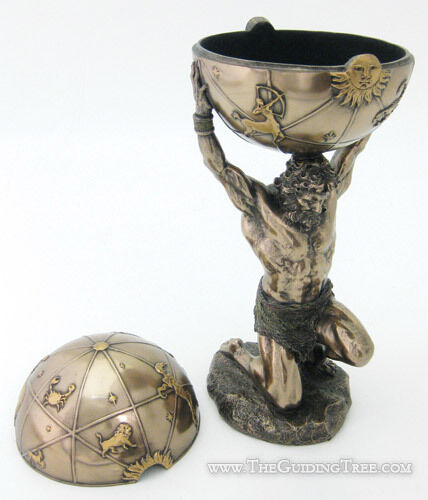 Altas ~ Greek God Holding Globe (Box) ~ Cold Cast Bronze Statue ~ 12.5\