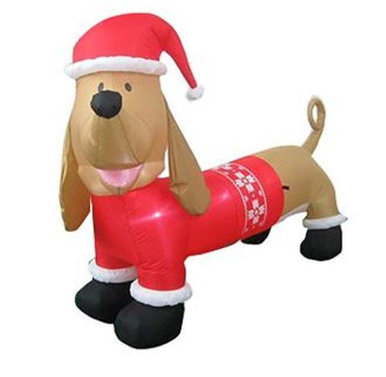 CHRISTMAS  SANTA DACHSHUND HOT DOG WEINER DOG SWEATER AIRBLOWN INFLATABLE  7 FT
