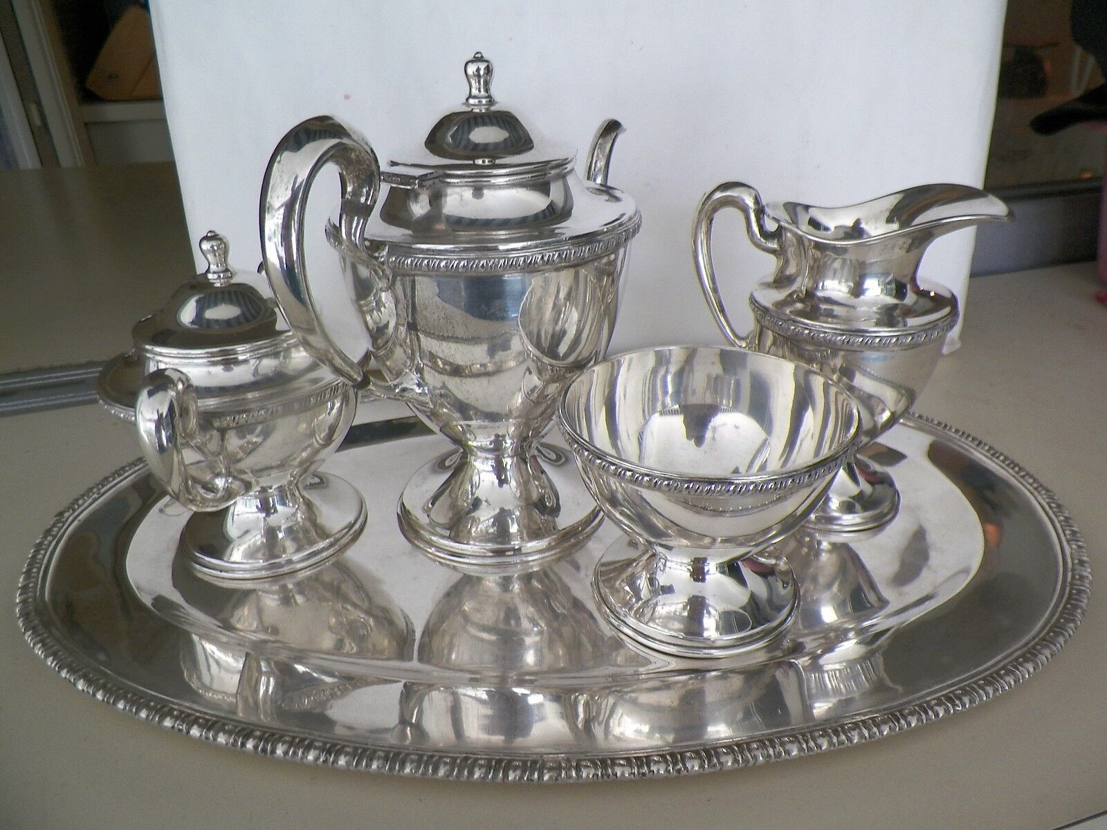 VNTG MEXICAN STERLING SILVER 5PC TEA/COFFEE SERVICE VG