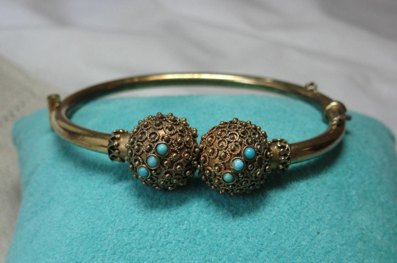 Victorian Persian Turquoise Etruscan Bracelet Antique Belle Epoque c1880 Wedding