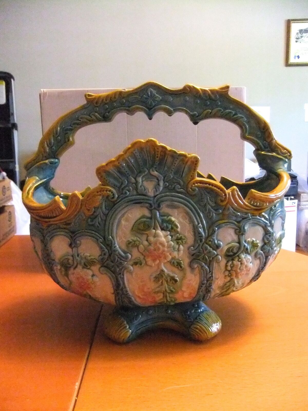  Pair of Italian Simply Gorgeous Ceramic Basket with Handle