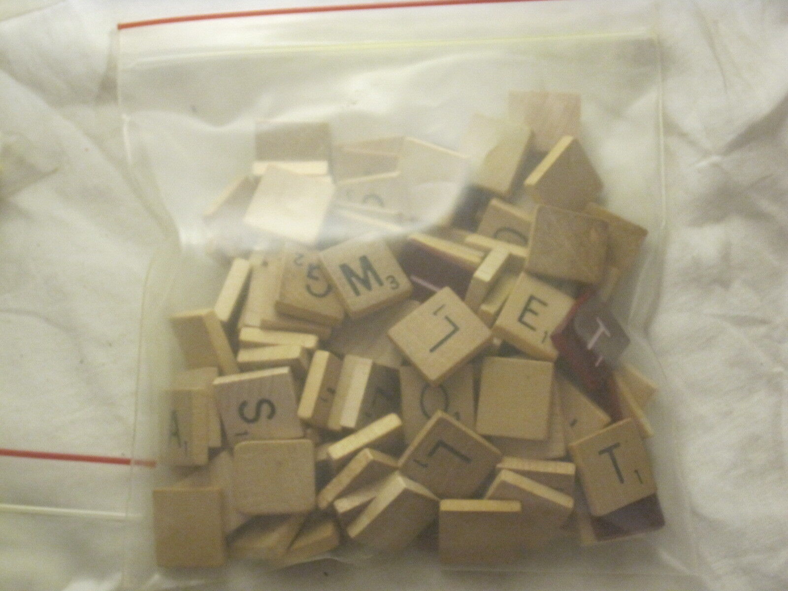 100 scrabble tiles lot mix wood wooden tile mixed bag vintage + game letters 