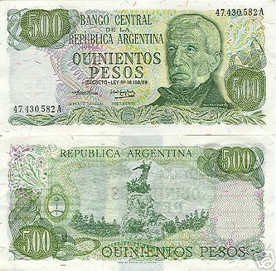 ARGENTINA $ 500. P-298 ND(1974) XF- SERIE A 2417 SCARCE