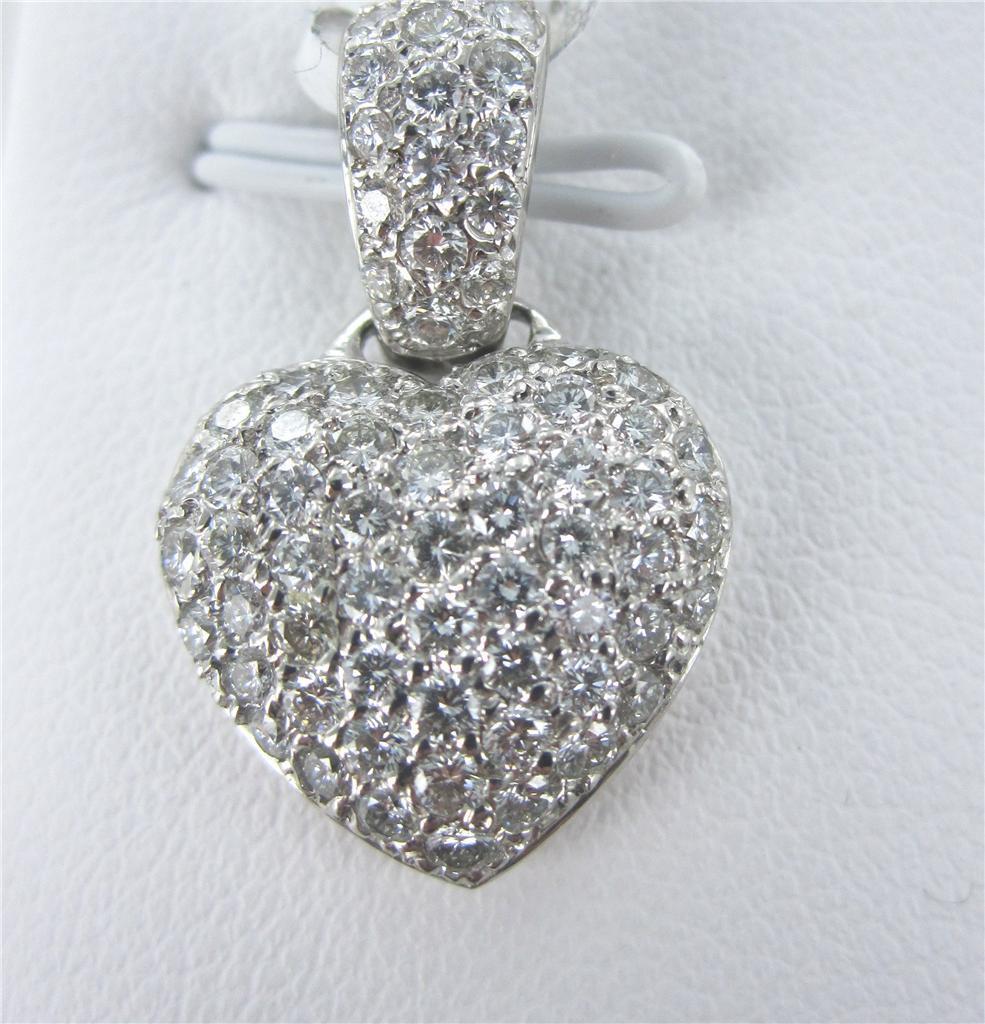 18KT WHITE GOLD 79 DIAMOND HEART PENDANT FOR VALENTINES DAY LUXURY JEWELRY