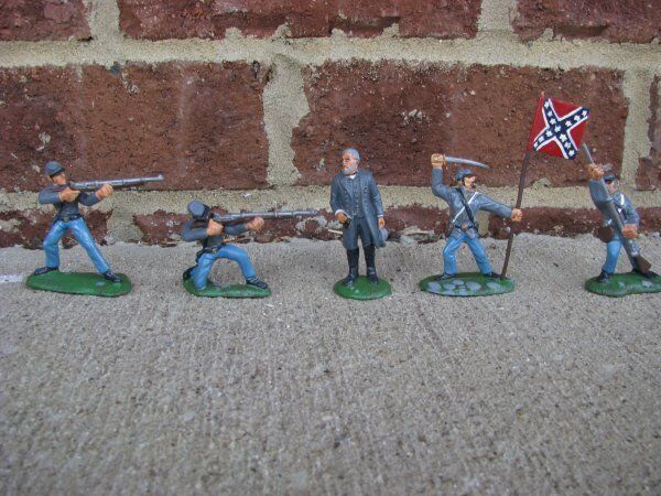 BMC Painted Civil War Battle of Appomattox Confederate 1/32 54MM Soldiers Lee