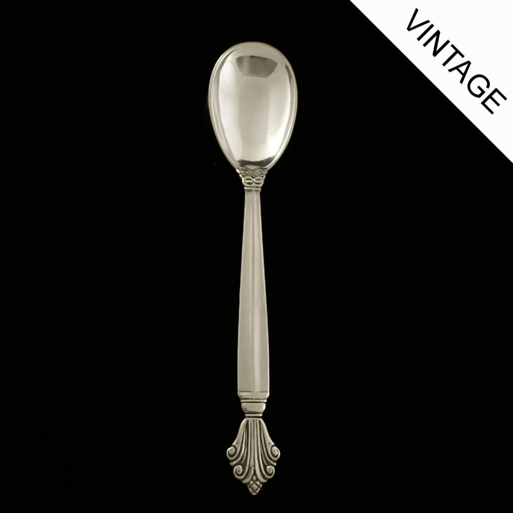 Georg Jensen All Silver Egg Spoon - Acanthus/ Dronning 