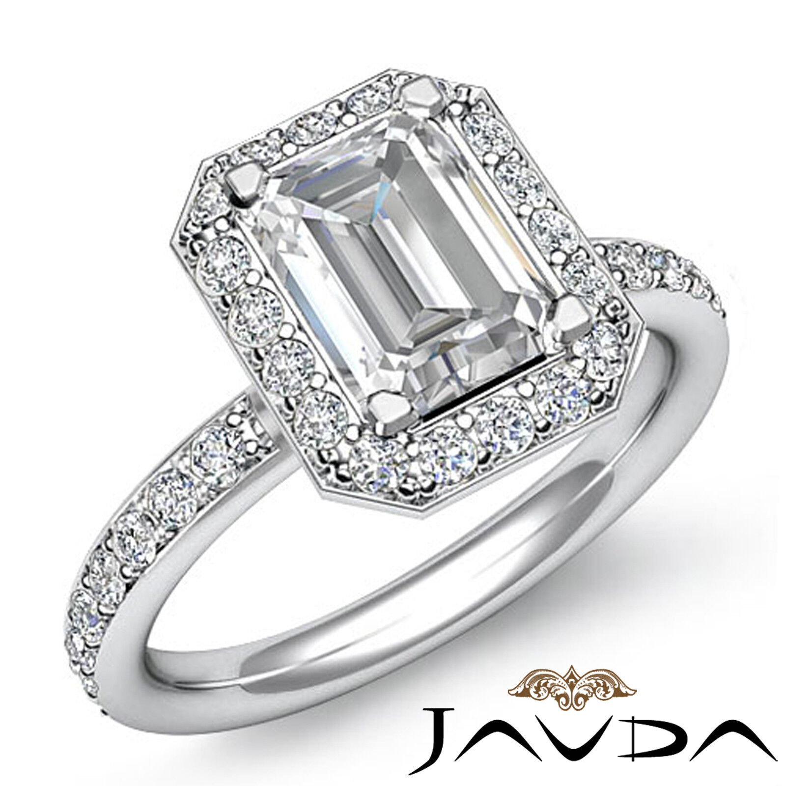 Glistening Emerald Cut Diamond Engagement Ring GIA G SI1 14k White Gold 1.56 ct