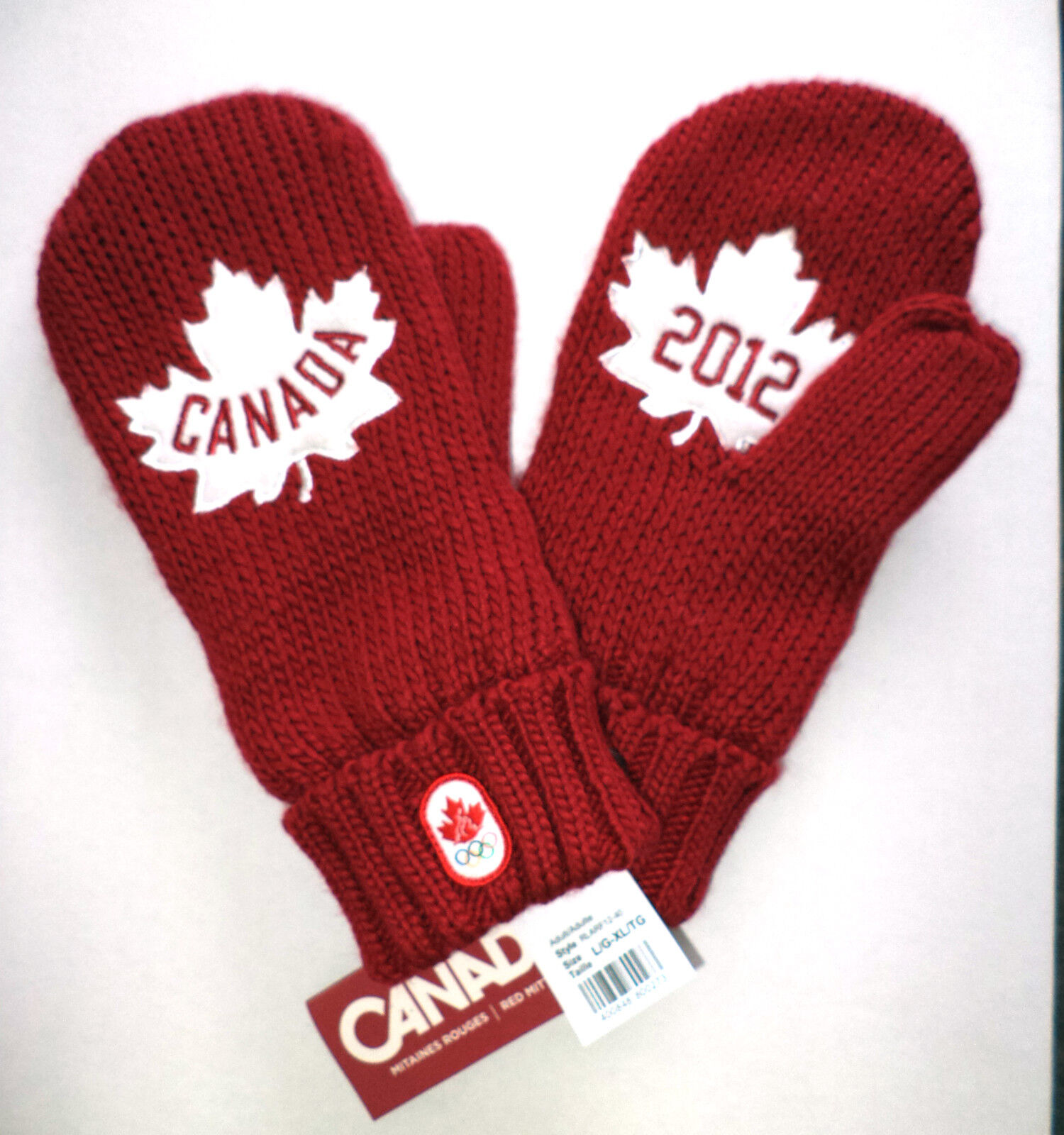 Red Mittens 2012 OLYMPIC team CANADA HBC new style LG/XL adult size NWT 