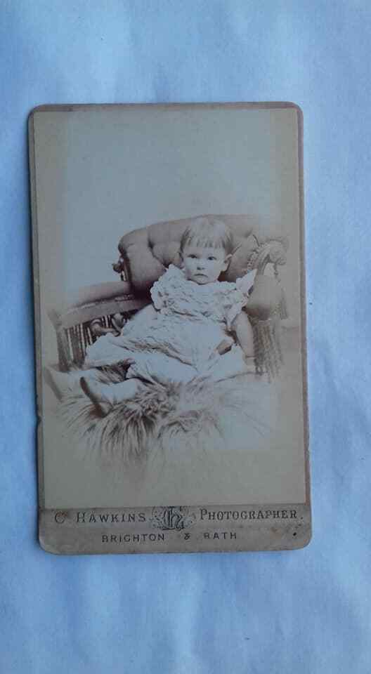 Antique cabinet card CdV real photo a child baby 1881 Brighton Milsom Street