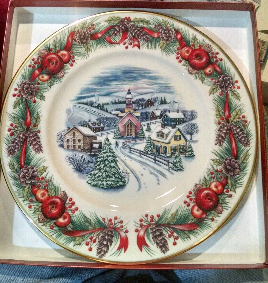 Lenox For The Holidays Plate 2000 Vintage Collectible Christmas Village New RW4