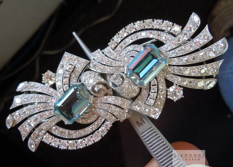 Aquamarine and Diamond Brooch Pin Combo by Raymond Yard R6180 Diamonds by Lauren