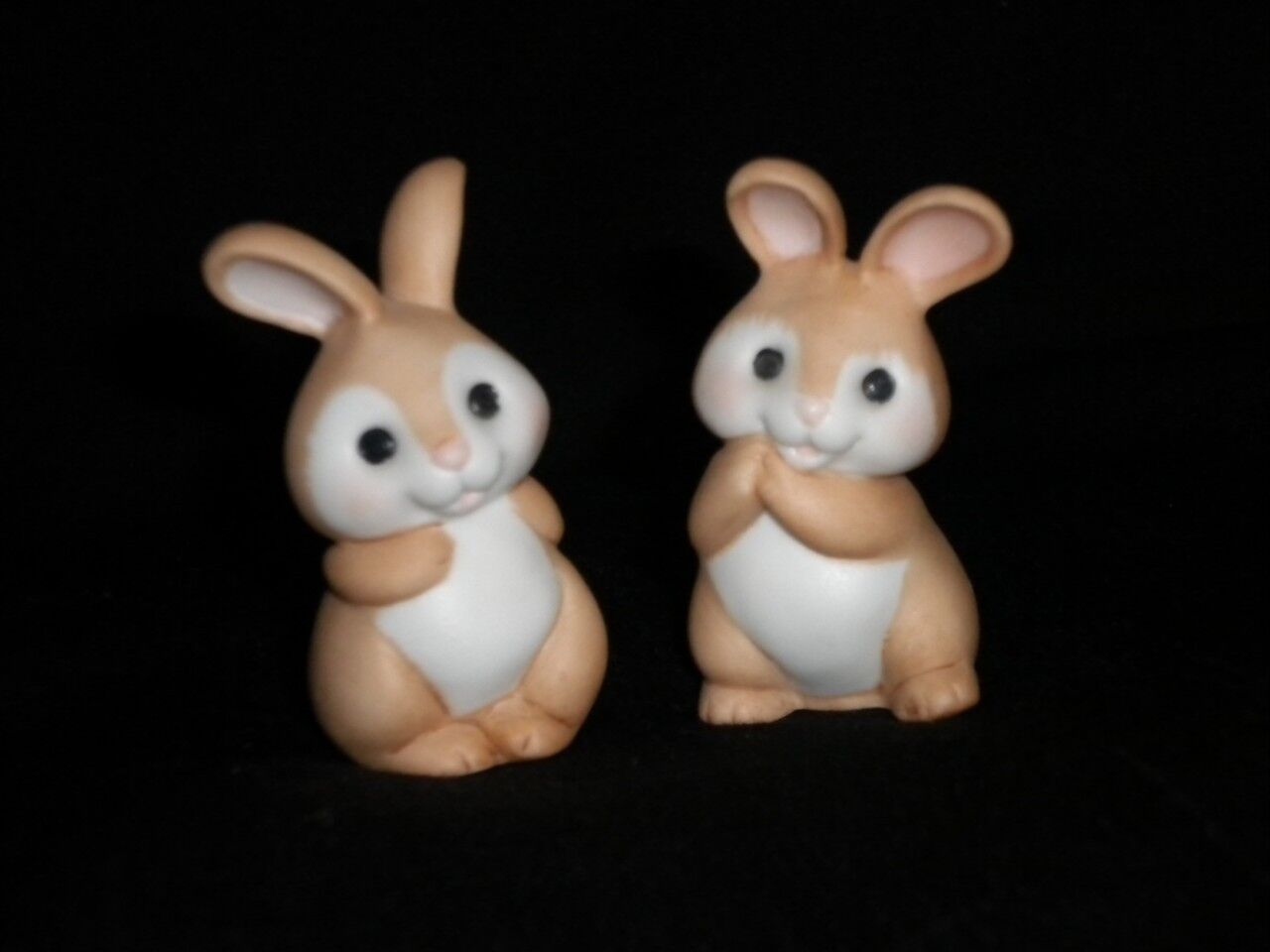 Hallmark Merry Miniatures Easter 1989 Ceramic Bunny Rabbit Set of 2