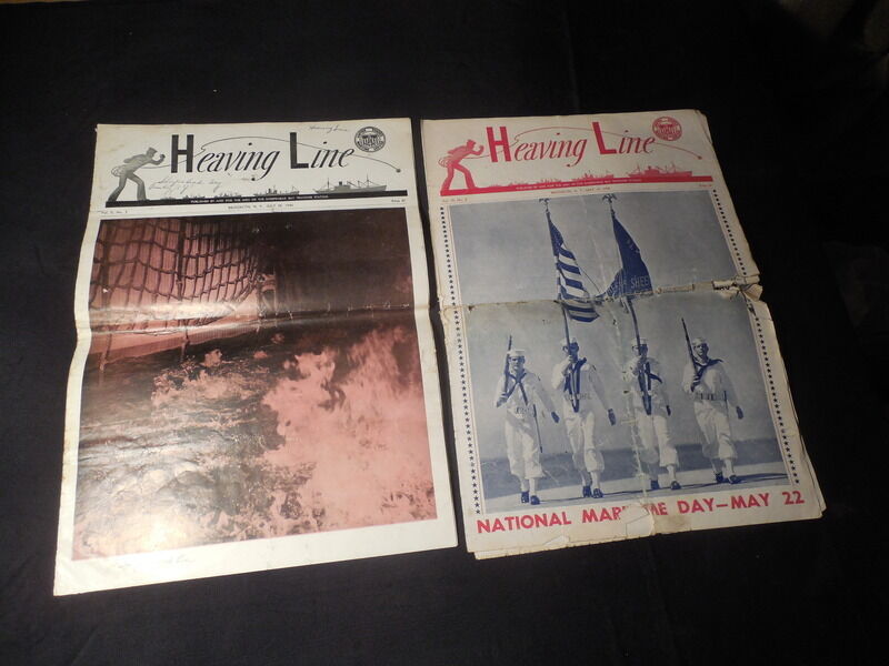 2 Vintage WWII Heaving Line Sheepshead Bay Navy Training Station Newspapers 1945