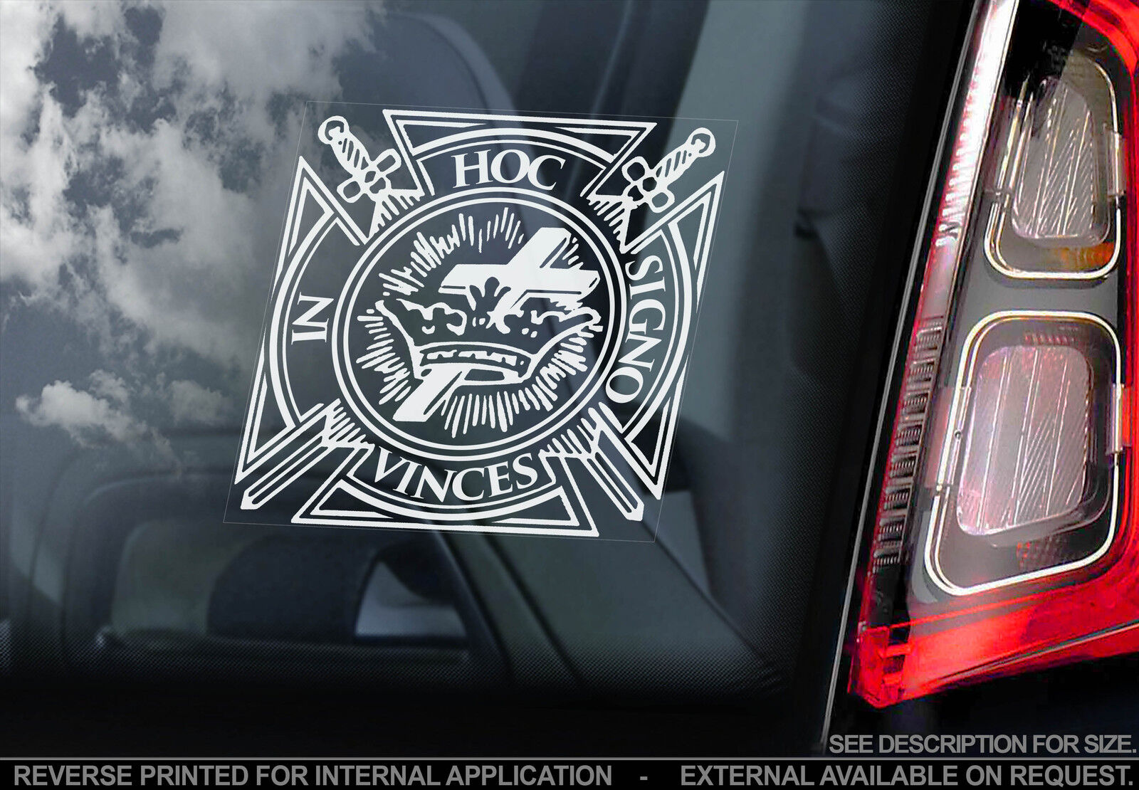 Knights Templar - Car Window Sticker - Masonic Symbol Sign Freemasons Logo - V02