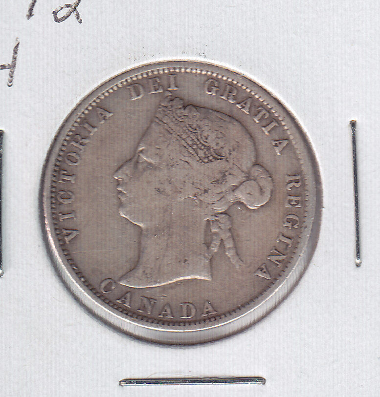 1872 H Canada Twenty Five Cent Silver Coin 
