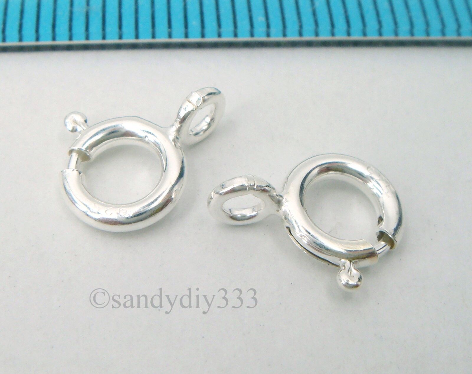 10x ITALIAN STERLING SILVER SPRING ROUND RING CLASP 7mm #2563