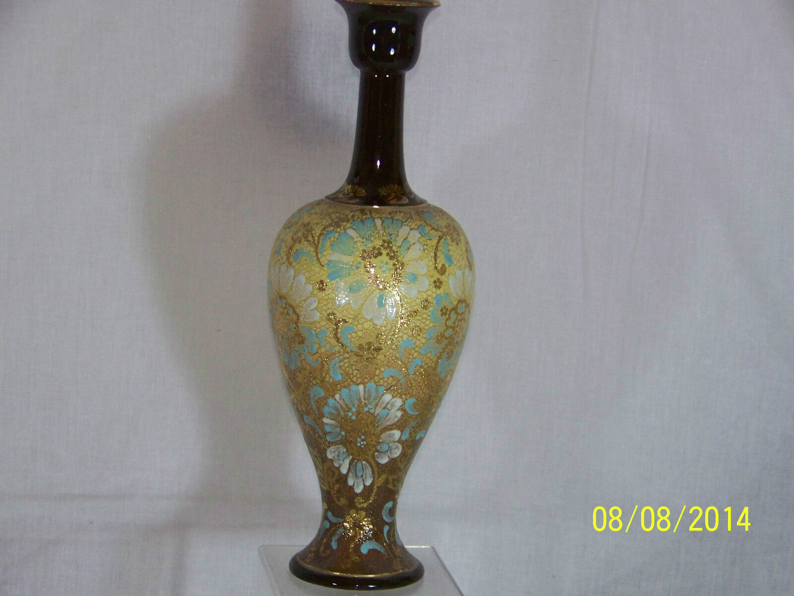 Antique Royal Doulton Hand Painted Long Neck Vase