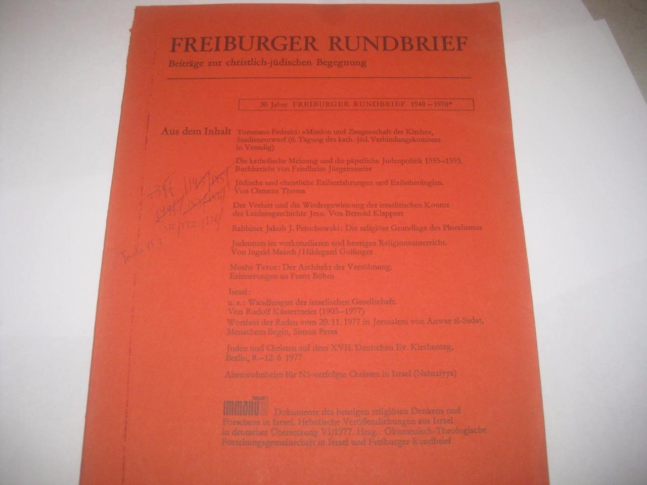 Freiburger Rundbrief : Zeitschrift für christlich-jüdische Begegnung 1977