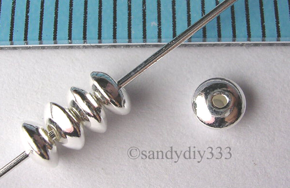100x STERLING SILVER SEAMLESS SAUCER BEADS 3.6mm 1.9mm (#062A)