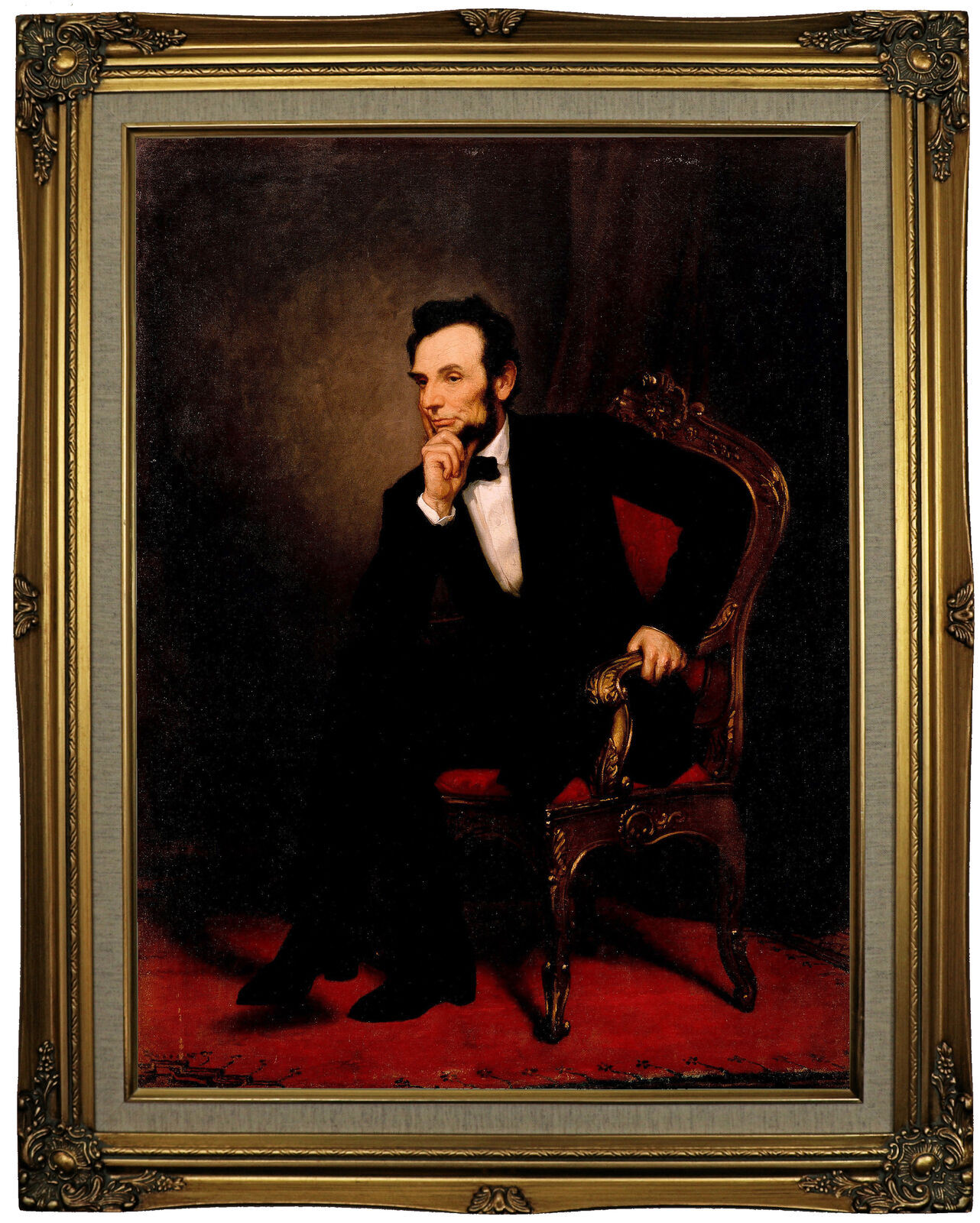 Healy Portrait of Abraham Lincoln 1869 Wood Framed Canvas Print Repro 18x24