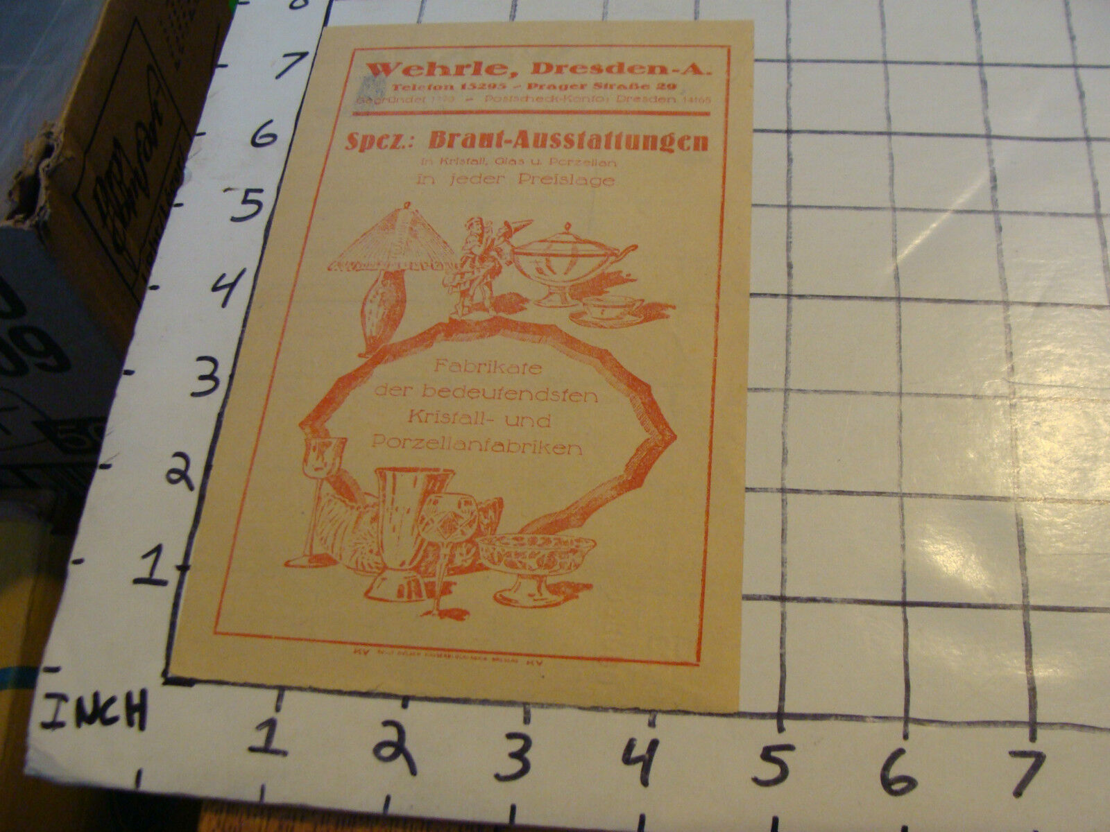 Vintage paper: WEHRLE, Dresden, receipt, text in German