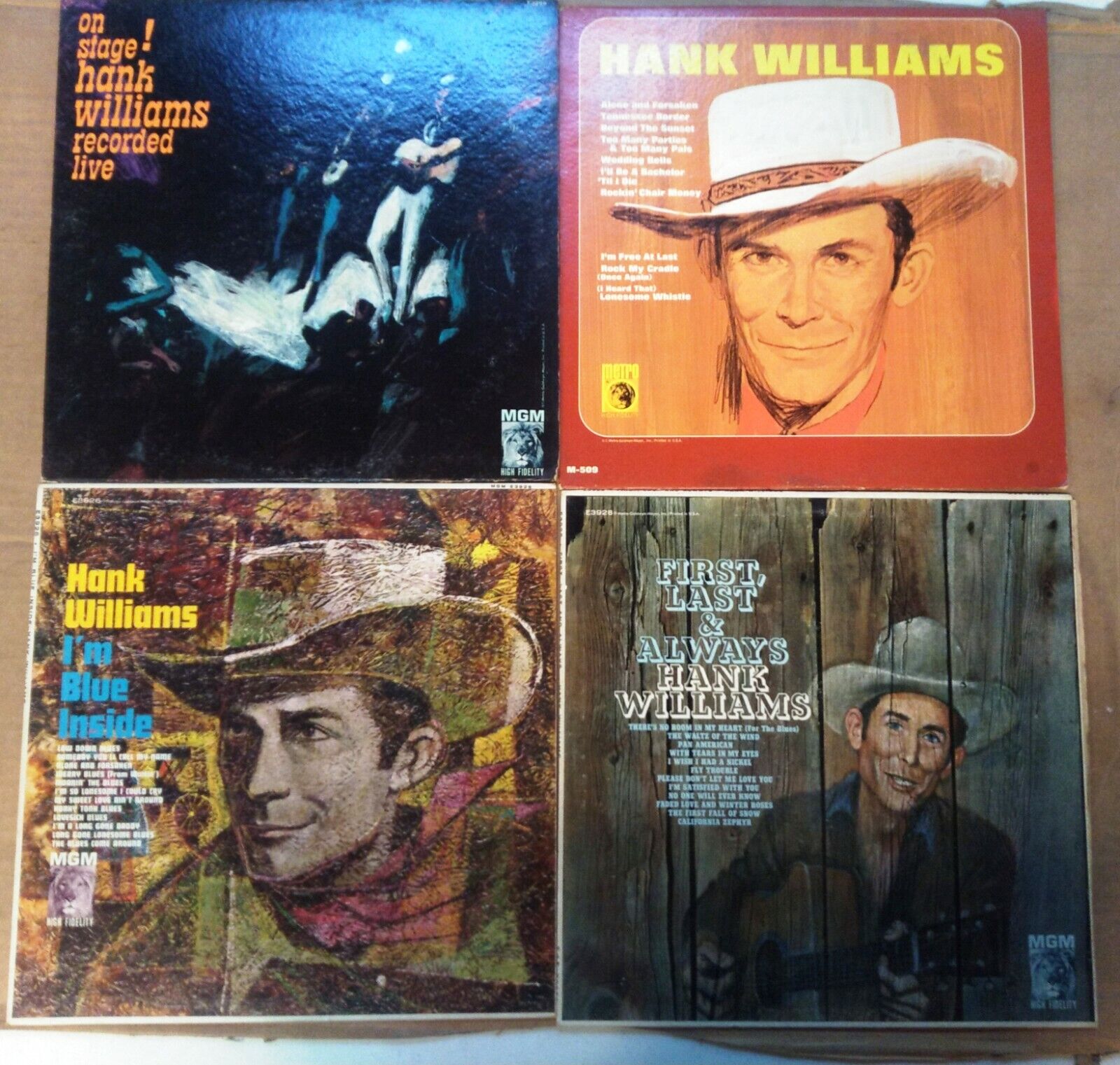 Vintage Hank Williams Sr Vinyl Records - 4 Albums MGM