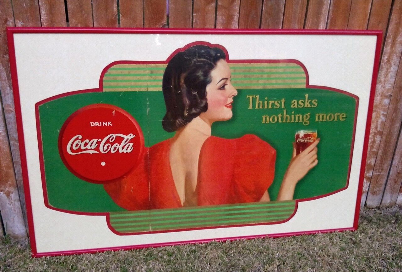 Rare Find - 1938 Coca Cola Cardboard Advertising - Framed/Matted - Awesome