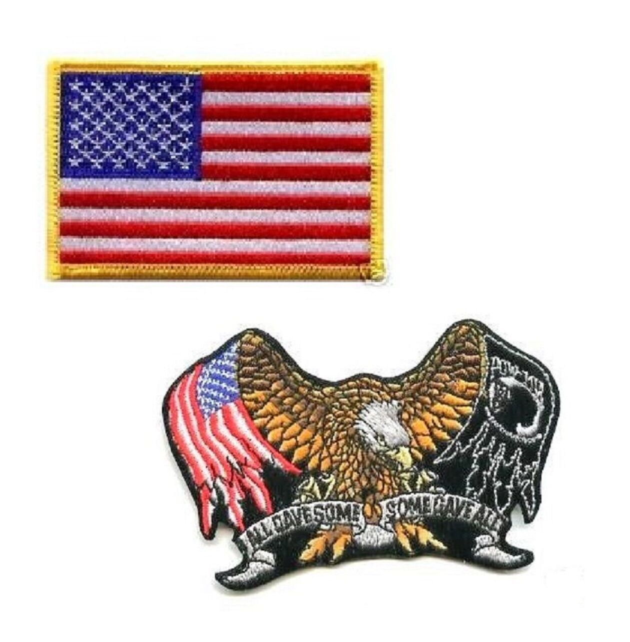 FREEDOM DEFENDER for FALLEN HEROES POW MIA FREEDOM BIKER 2-PC: US FLAG + EAGLE