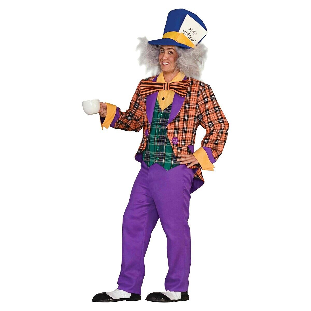 Mad Hatter Costume Adult Mens Alice in Wonderland Halloween Fancy Dress New