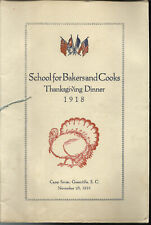 School Bakers Cooks Thanksgiving Dinner WWI 1918 PROGRAM ROSTER Camp Sevier picture