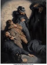 1929 ILLUSTRATION ART ST. VALENTINES DAY MASSACRE OIL PAINTING Listed Artist ART picture
