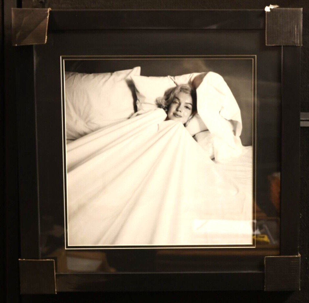 Marilyn Monroe in bed under covers Black Frame dbl. Black Mat 29 1/2 x 29 1/2