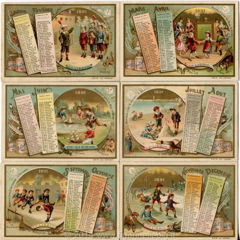 Chromo Liebig Sang. 292 FRA Calendar IV YEAR 1891