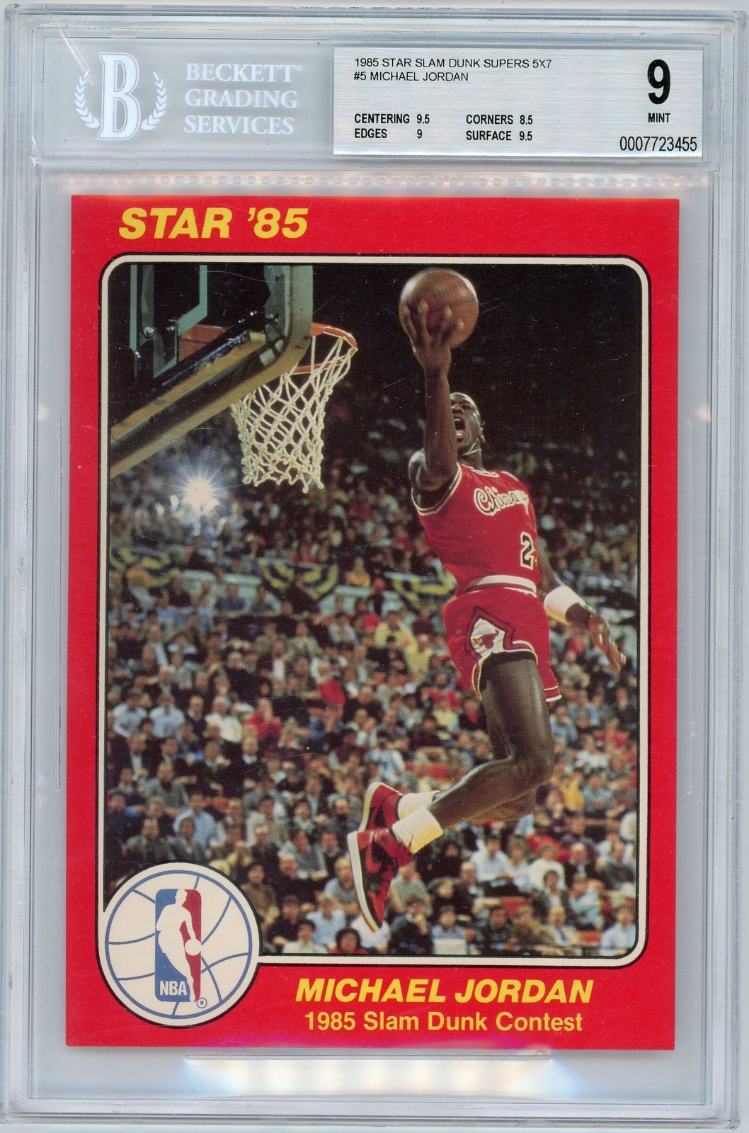 1985 STAR SLAM DUNK SUPERS 5X7 MICHAEL JORDAN BGS 9