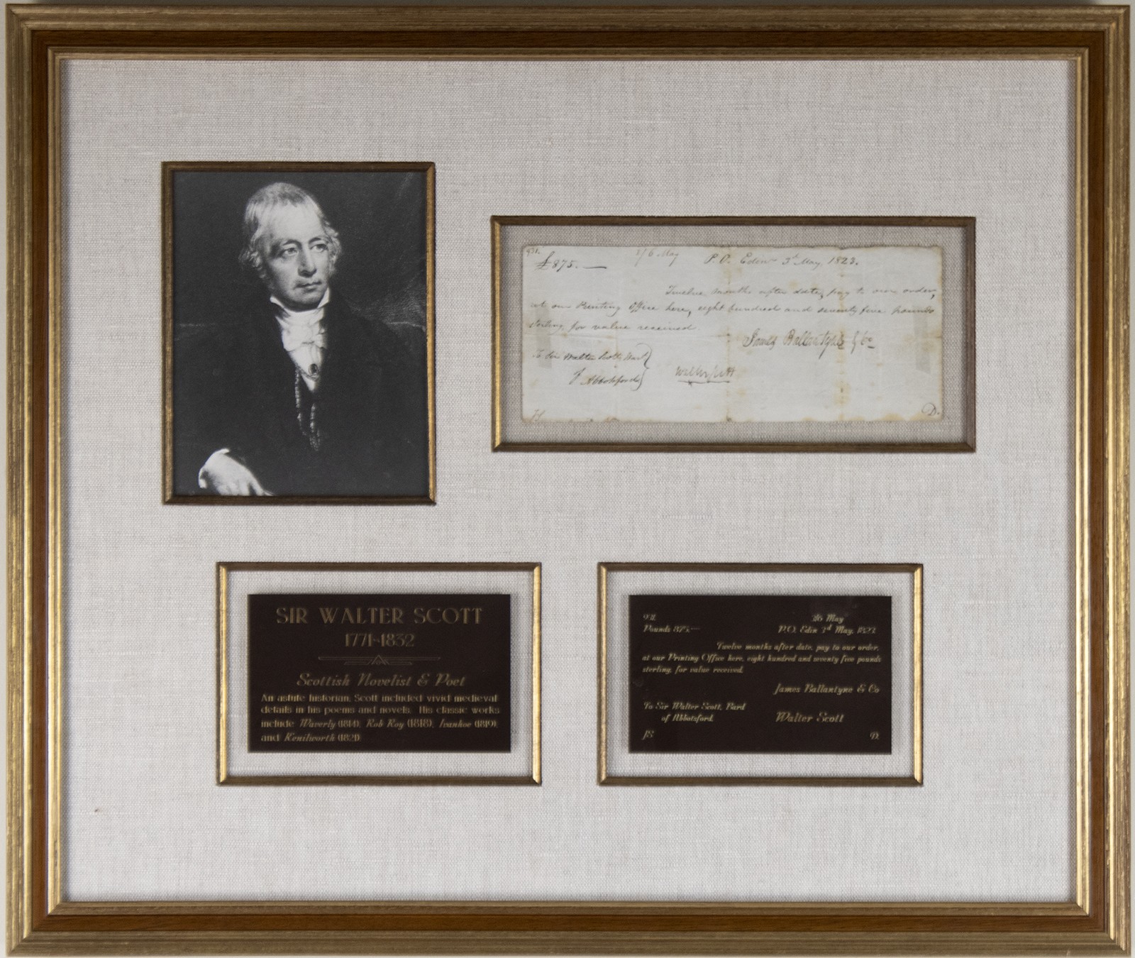 SIR WALTER SCOTT - PROMISSORY NOTE SIGNED 05/03/1823