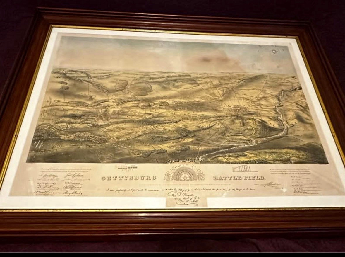 1863 Gettysburg July 1, 2, 3,  “Birds Eye View” by Bachelder Civil War Map