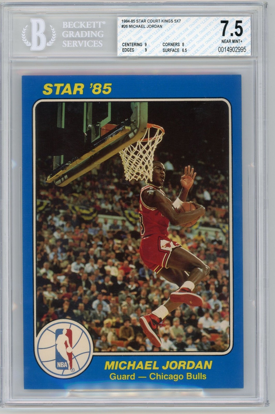 1984-85 STAR COURT KINGS 5X7 MICHAEL JORDAN BGS 7.5