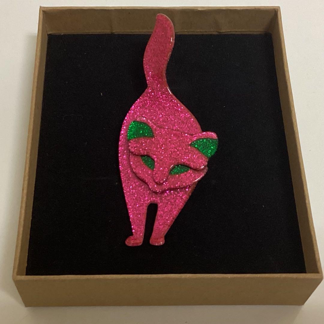 LEA STEIN Cat Brooch Standing Bacco Handmade Used Unique Gift LEA STEIN Cat Brooch Standing Bacco Handmade Used Unique Gift