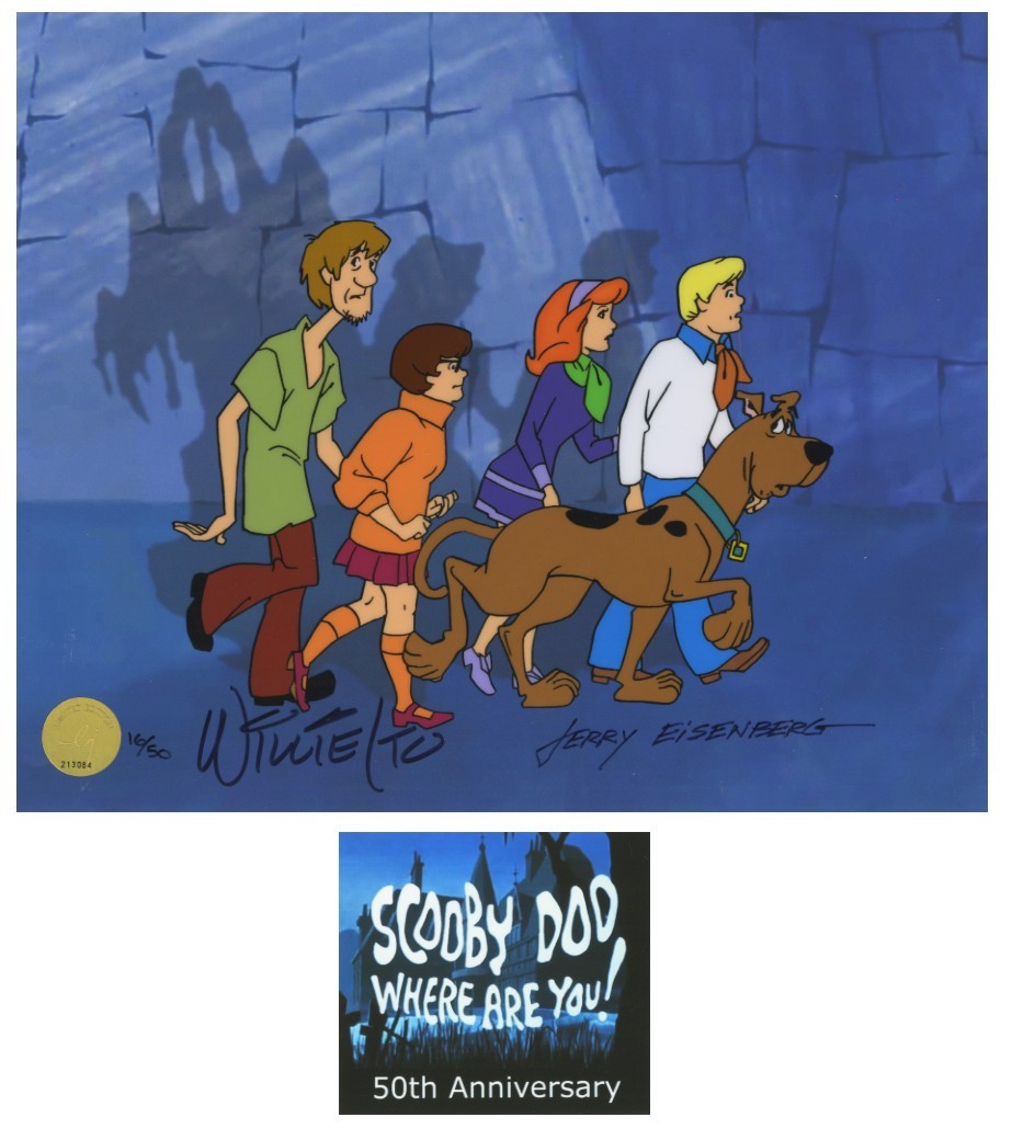 Scooby Doo 50th Anniv Limited Edition cel Signed Willie Ito Jerry Eisenberg OH Scooby Doo 50th Anniv Limited Edition cel Signed Willie Ito Jerry Eisenberg OH
