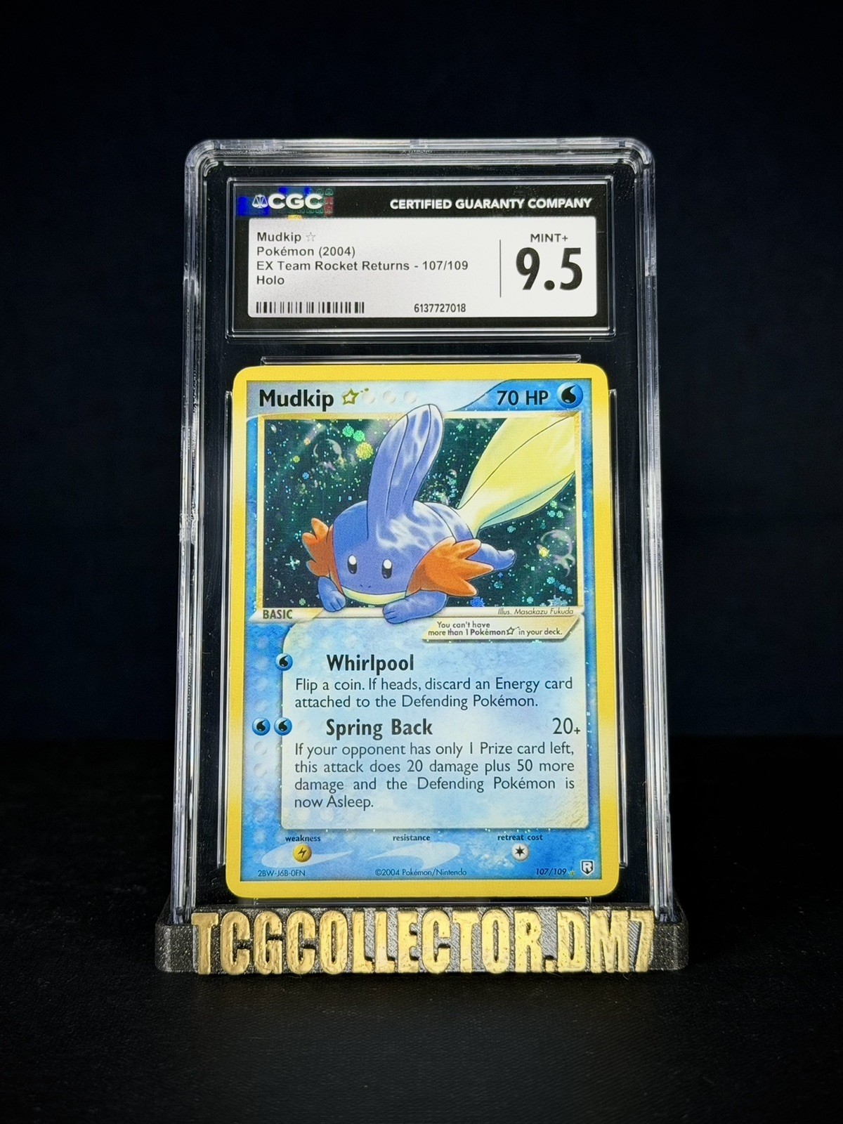 Pokemon Card Mudkip ⭐️ Gold Star 107/109 EX Team Rocket Returns Shiny CGC 9.5 