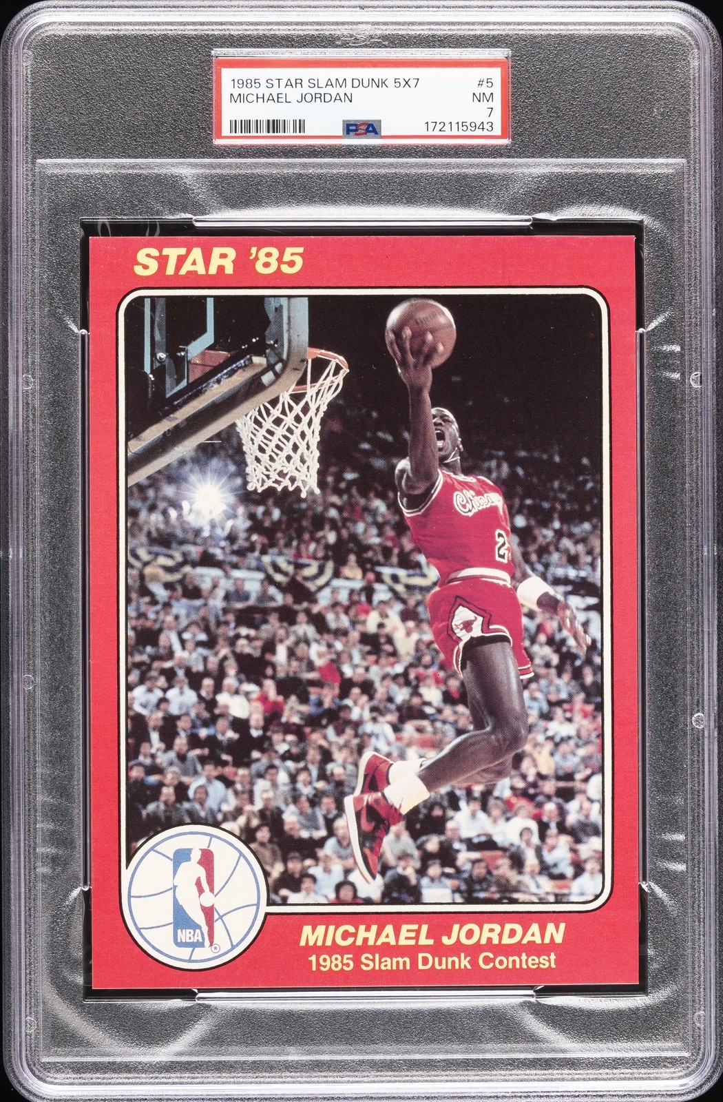 1984-85 STAR SLAM DUNK SUPERS 5X7 #5 MICHAEL JORDAN PSA 7