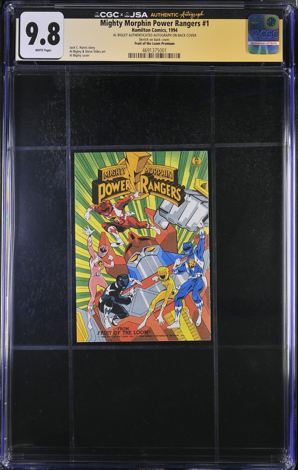 Mighty Morphin Power Rangers #1 - Hamilton 1994 CGC 9.8 Signed/Sketch Al Bigley