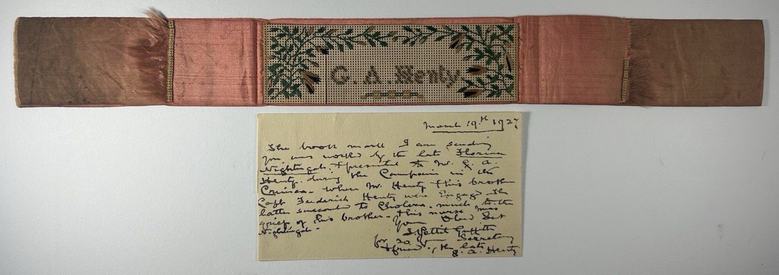 Bookmark Hand-Made by Florence Nightingale for G.A. Henty during Crimean War Bookmark Hand-Made by Florence Nightingale for G.A. Henty during Crimean War