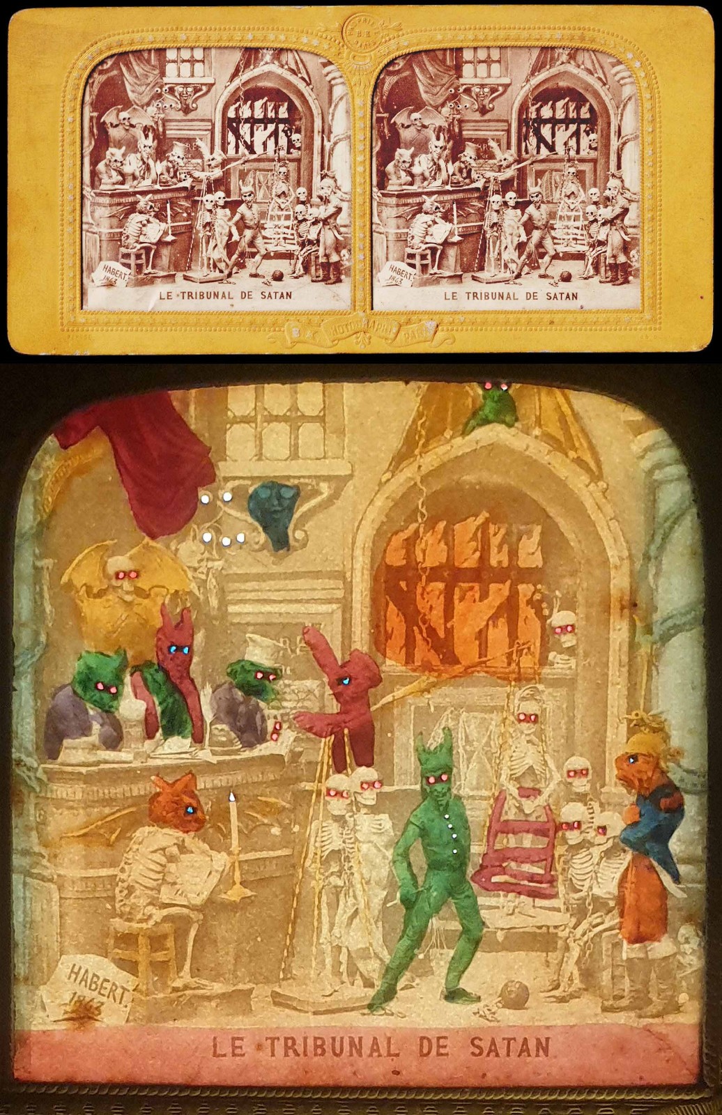 stereo view DIABLERIE 1860 - LE TRIBUNAL DE SATAN / polyorama fabric stereo view DIABLERIE 1860 - LE TRIBUNAL DE SATAN / polyorama fabric