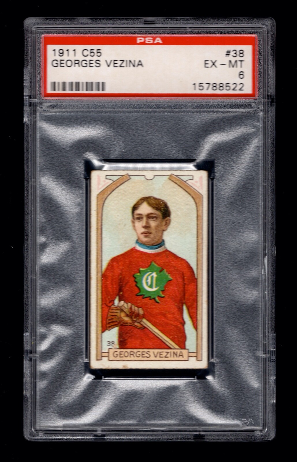 PSA 6 GEORGES VEZINA 1911 Imperial Tobacco C55 Hockey Card #38 ROOKIE, GRAIL PSA 6 GEORGES VEZINA 1911 Imperial Tobacco C55 Hockey Card #38 ROOKIE, GRAIL