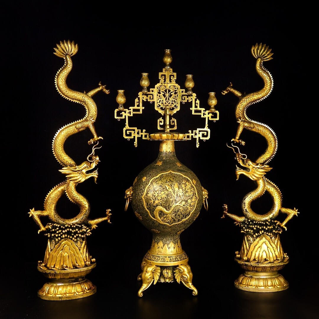 Chinese Old Copper gild bronze gold gilt incense burner dragon sculpture jqq Chinese Old Copper gild bronze gold gilt incense burner dragon sculpture jqq