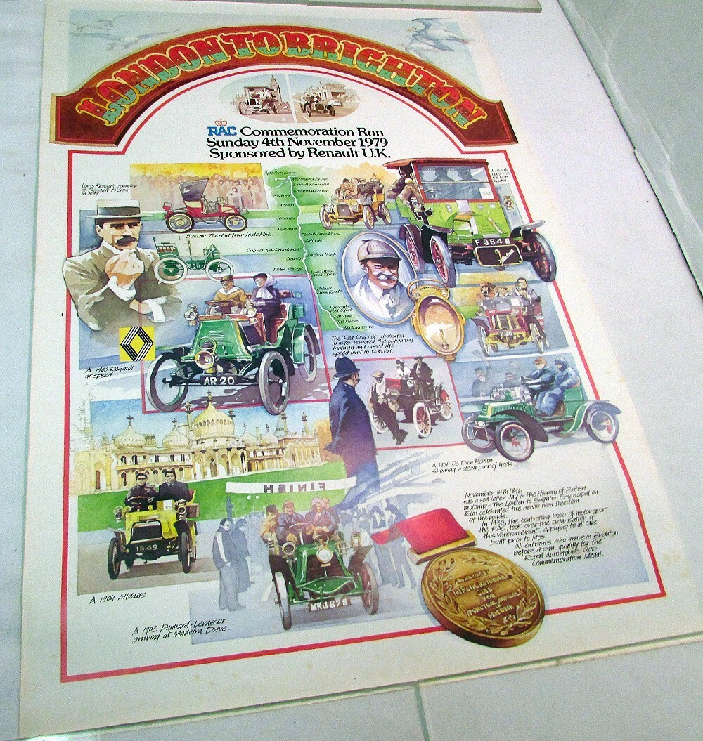 1979 RAC London To Brighton Commemoration Run Poster Renault UK Vintage Car No 3 1979 RAC London To Brighton Commemoration Run Poster Renault UK Vintage Car No 3
