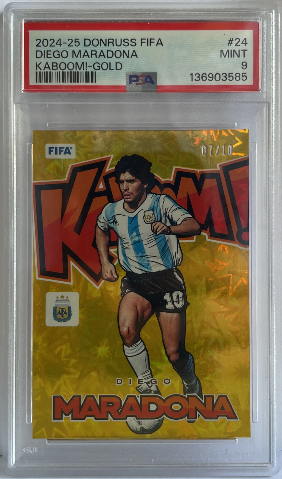 DIego Maradona 7/10 Kaboom Gold Panini Donruss FIFA 2024/25 PSA 9 DIego Maradona 7/10 Kaboom Gold Panini Donruss FIFA 2024/25 PSA 9